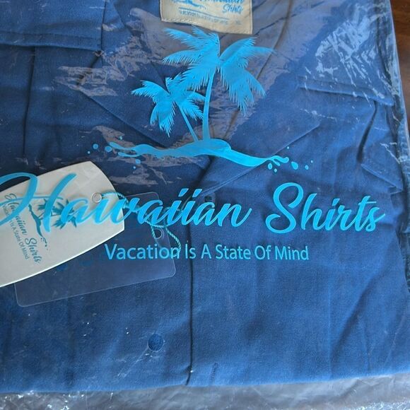 Hawaiian shirts Vacation is a state of minds navy blue XL size NWT - Picture 3 of 5